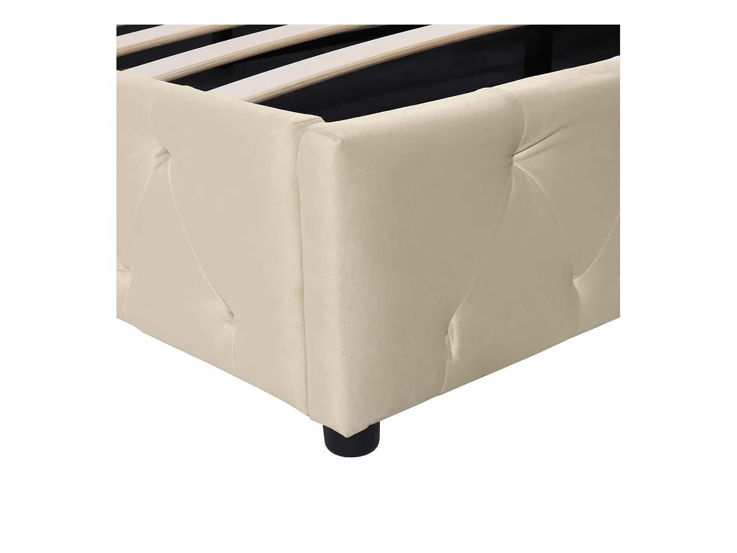 Łóżko z pojemnikiem 180x200 cm - Łóżko podwójne z regulowanym zagłówkiem - beżowy aksamit - bez materaca