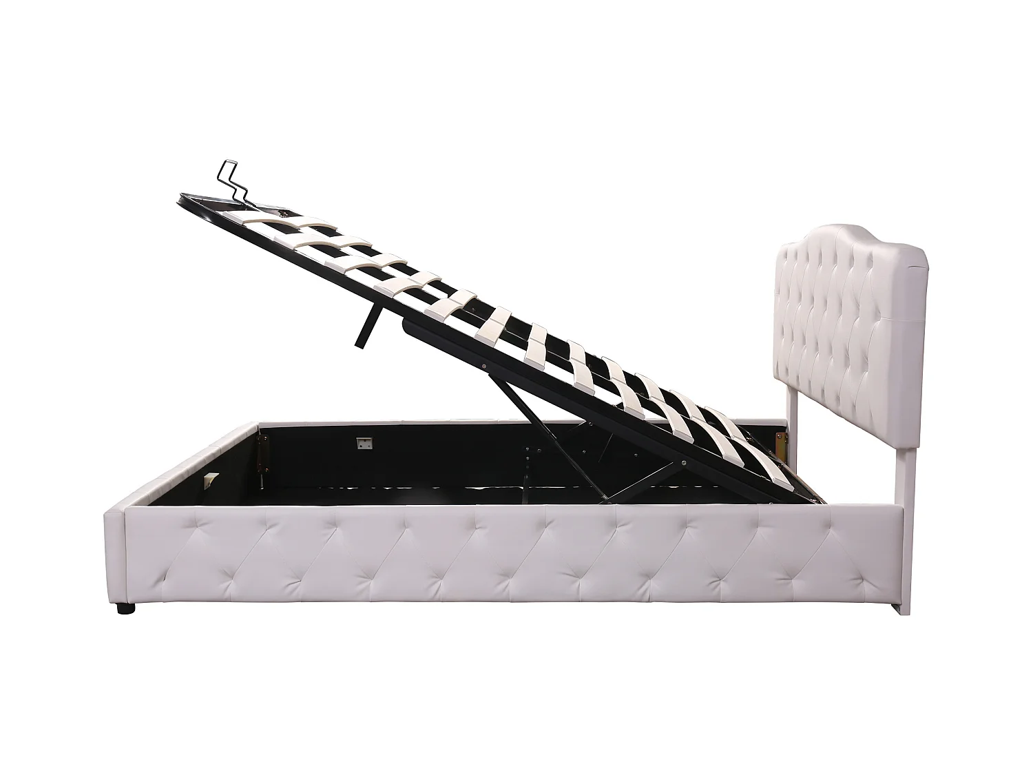 Cama com gavetas 140x200 cm - Cama de adulto com cabeceira ajustável em altura - PU branco - sem colchão