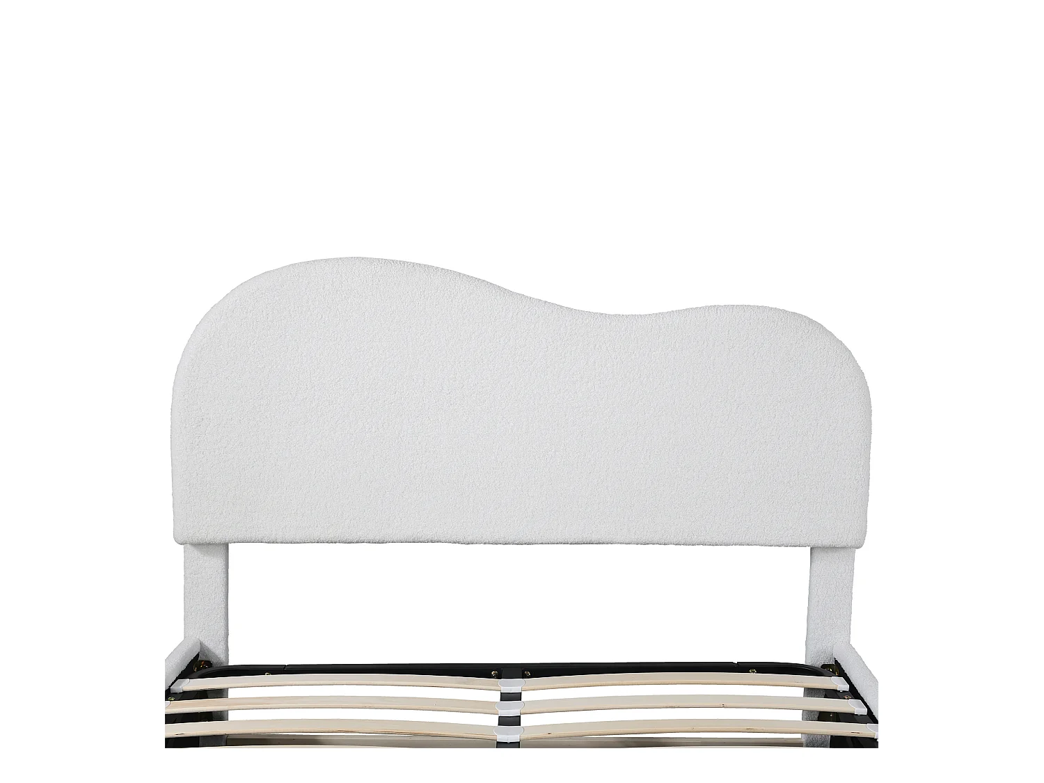 Łóżko 140x200 cm z pojemnikiem - Łóżko dla dorosłych z pojedynczym regulowanym zagłówkiem - Stelaż z listew - Biały plusz