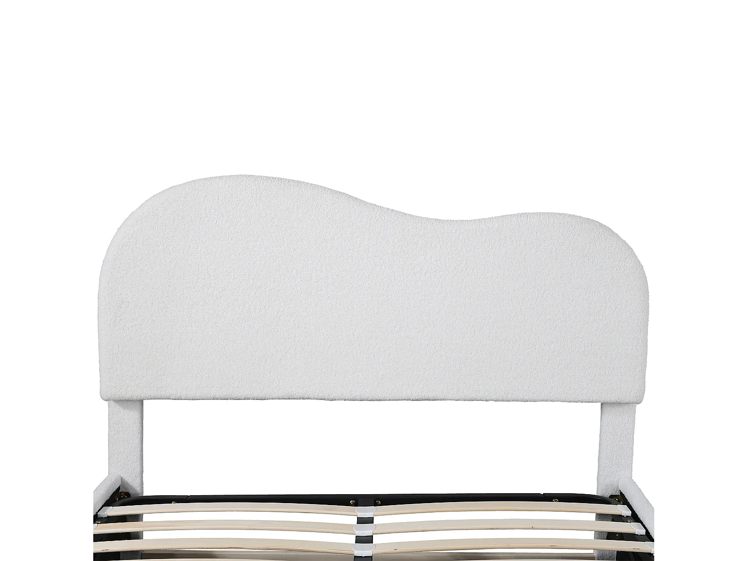 Lit coffre 140x200 cm - Lit adulte avec tête de lit unique réglable - sommier à lattes - Peluche blanc