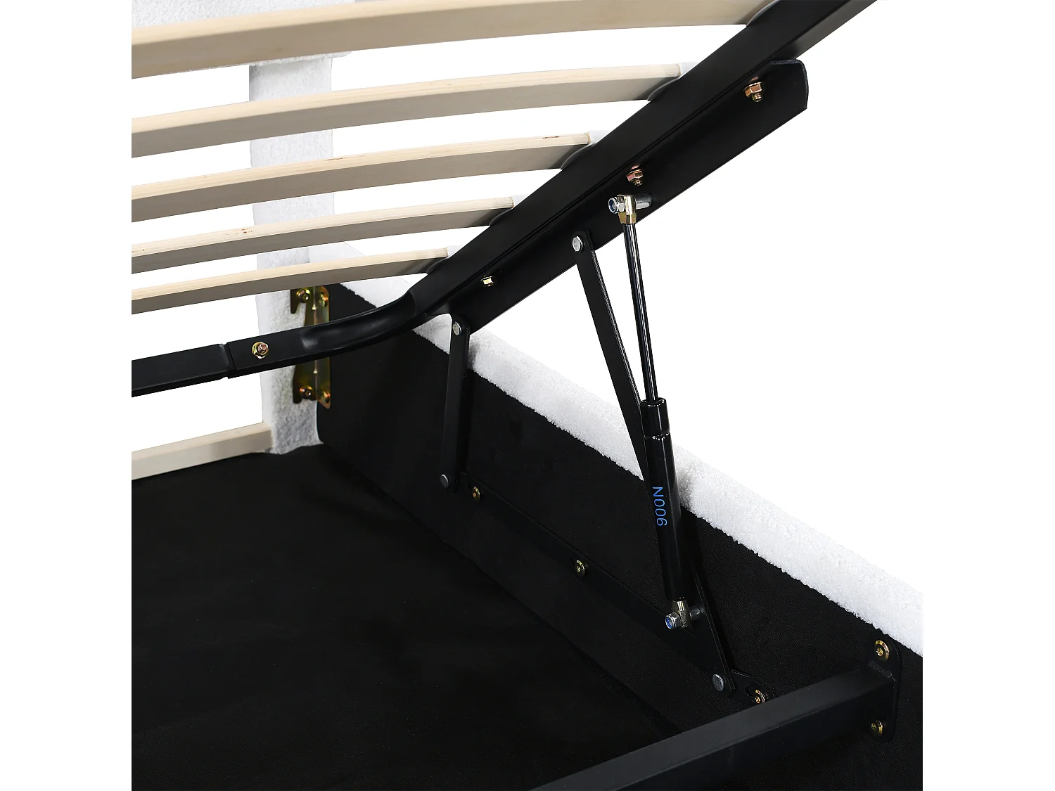 Lit coffre 140x200 cm - Lit adulte avec tête de lit unique réglable - sommier à lattes - Peluche blanc