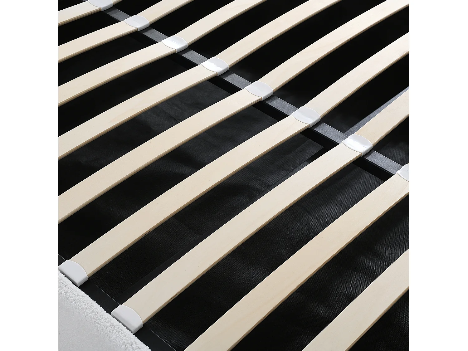 Lit coffre 140x200 cm - Lit adulte avec tête de lit unique réglable - sommier à lattes - Peluche blanc