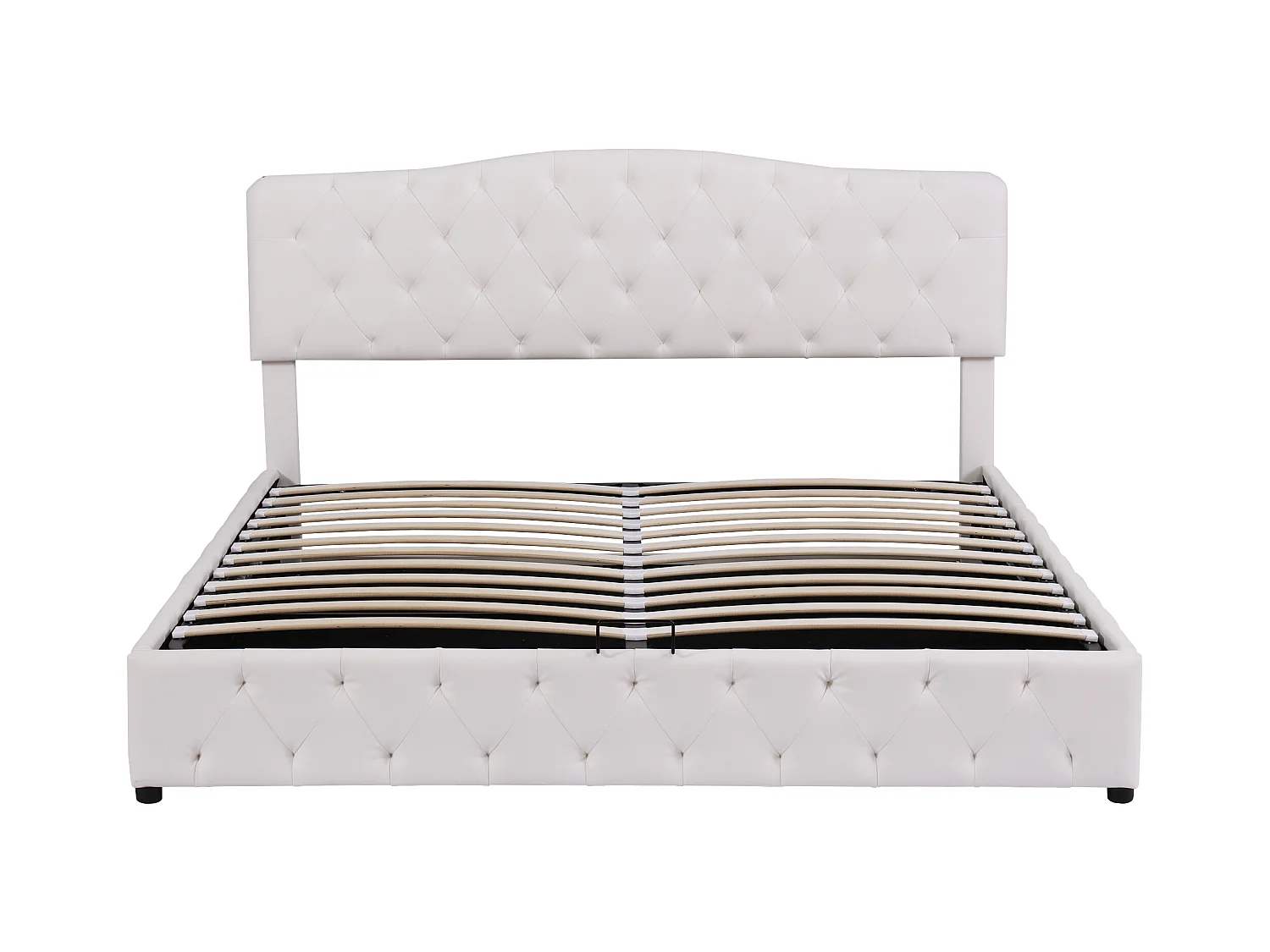 Cama com gavetas 180x200 cm - Cama de casal com cabeceira ajustável em altura - PU branco - sem colchão