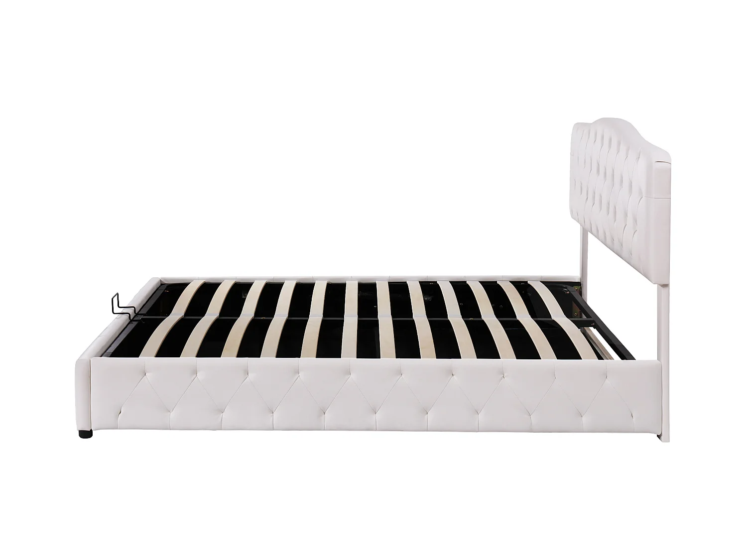 Cama com gavetas 180x200 cm - Cama de casal com cabeceira ajustável em altura - PU branco - sem colchão