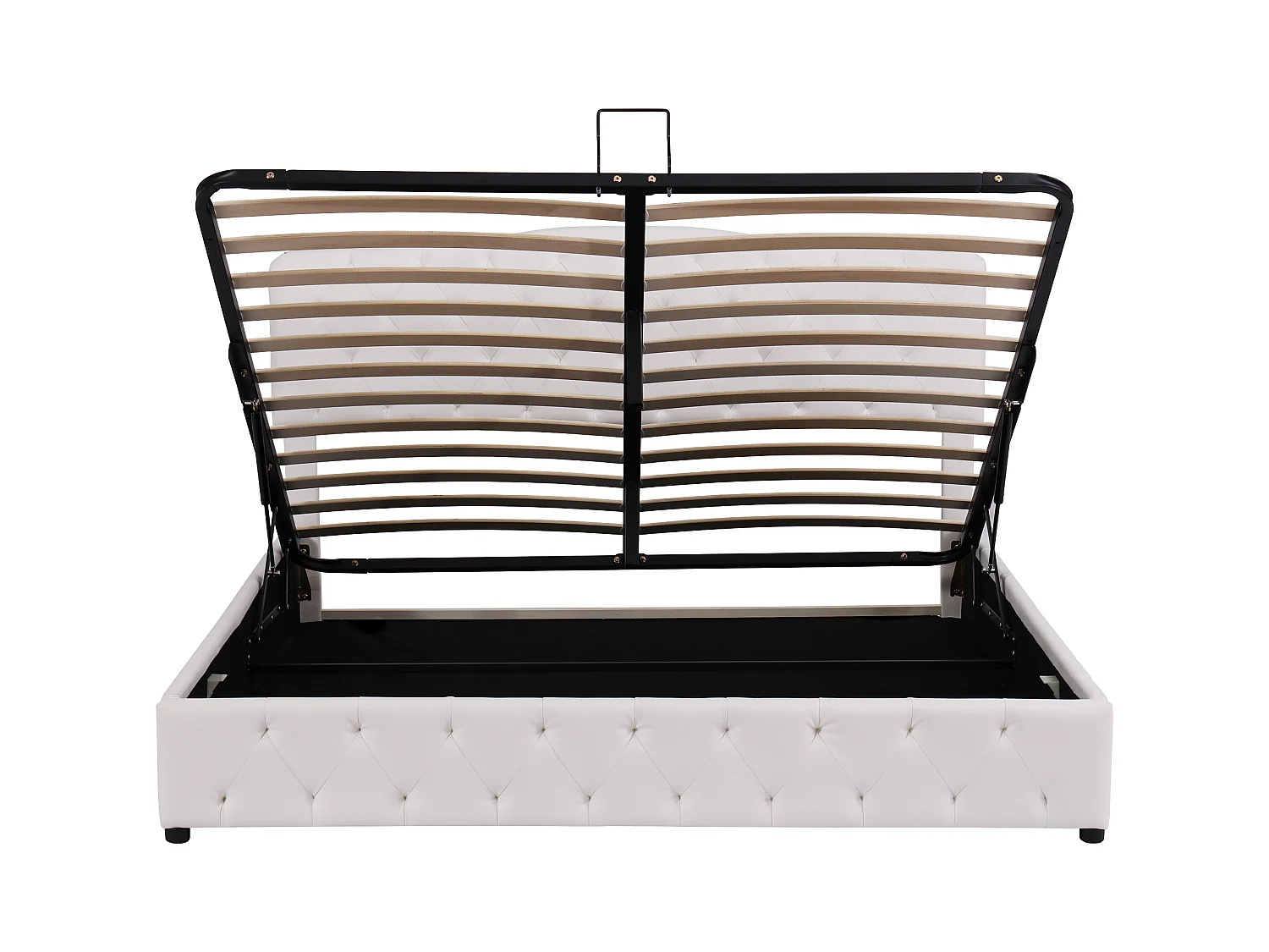 Cama com gavetas 180x200 cm - Cama de casal com cabeceira ajustável em altura - PU branco - sem colchão