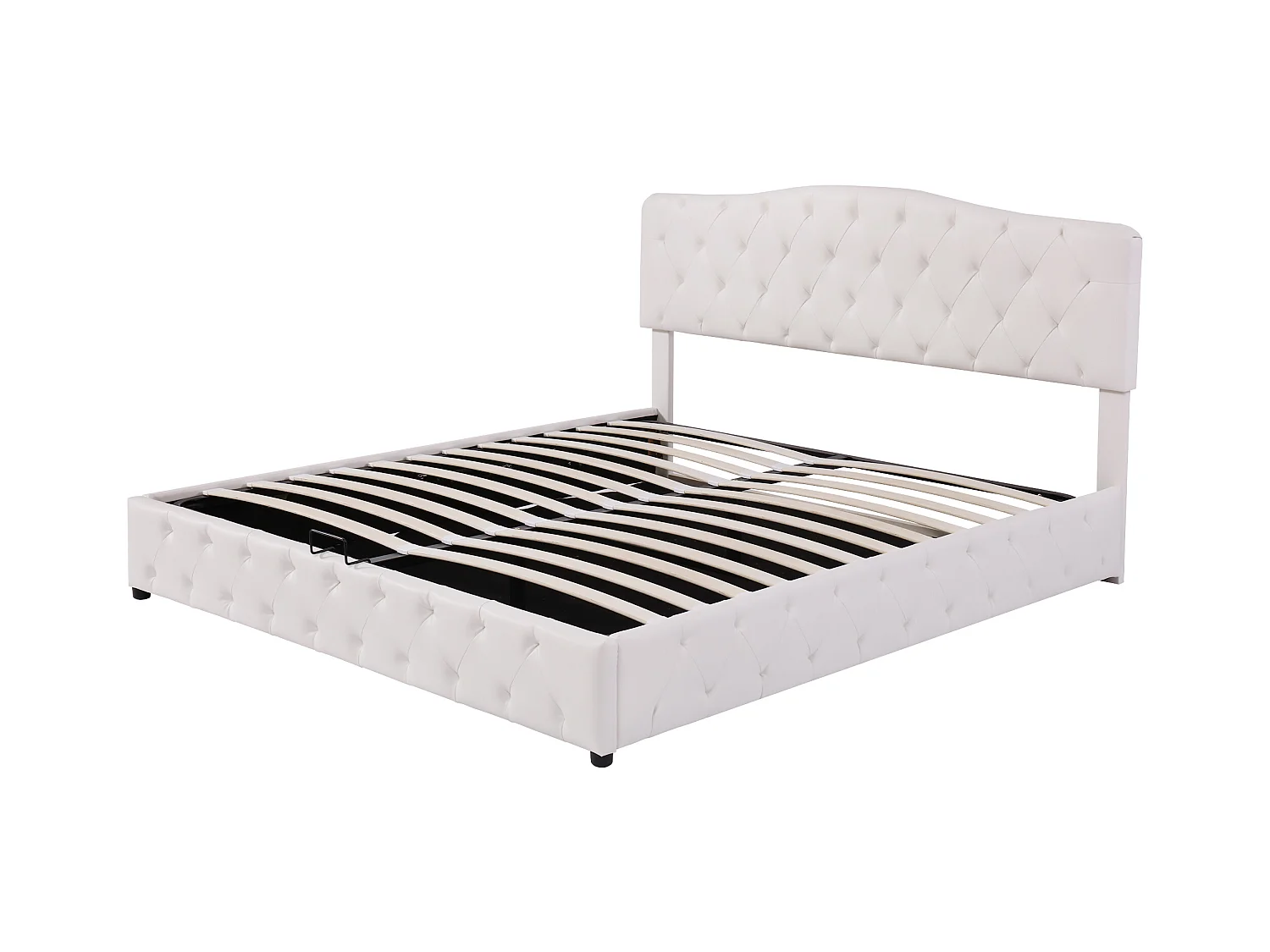 Cama com gavetas 180x200 cm - Cama de casal com cabeceira ajustável em altura - PU branco - sem colchão