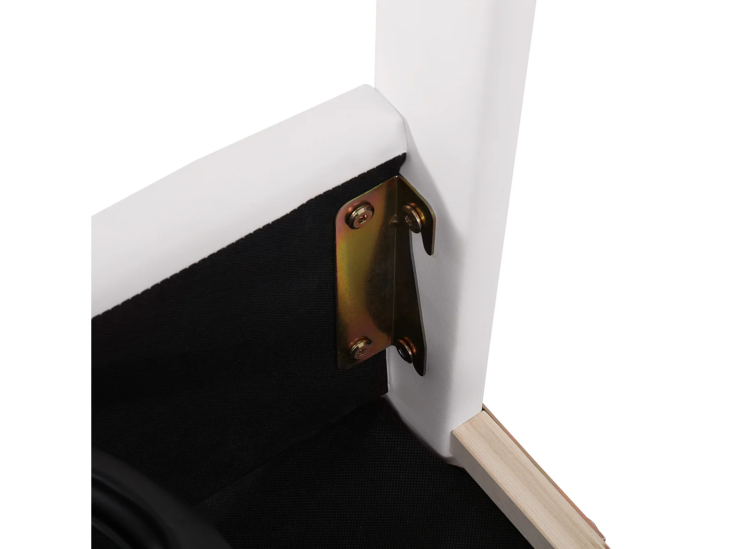 Łóżko z pojemnikiem 180x200 cm - Łóżko podwójne z regulowanym zagłówkiem - biały poliuretan - bez materaca