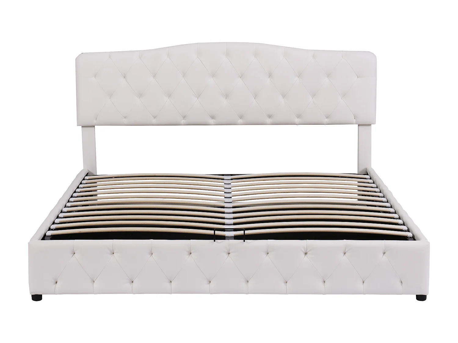 Lit coffre 180x200 cm - Lit double avec tête de lit réglable en hauteur - PU blanc - sans matelas