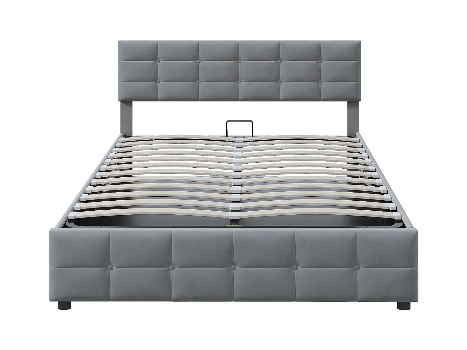 Letto contenitore 180x200 cm - Letto per adulti con rete a doghe e schienale - velluto grigio - senza materasso