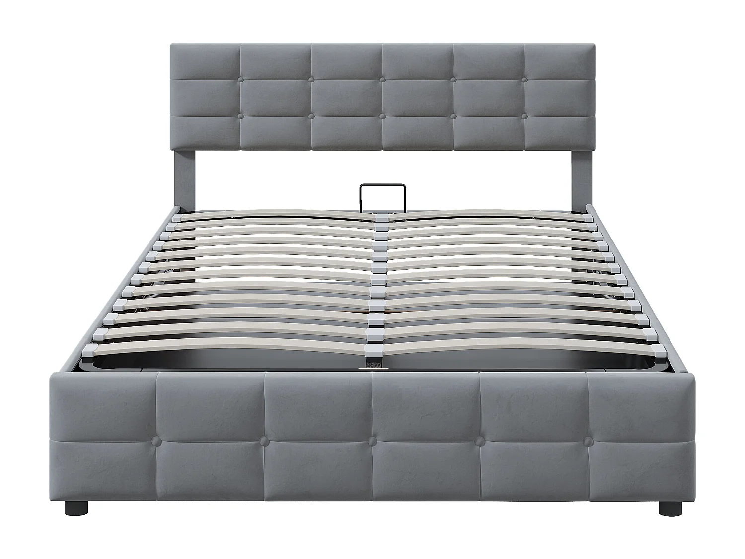 Letto contenitore 180x200 cm - Letto per adulti con rete a doghe e schienale - velluto grigio - senza materasso