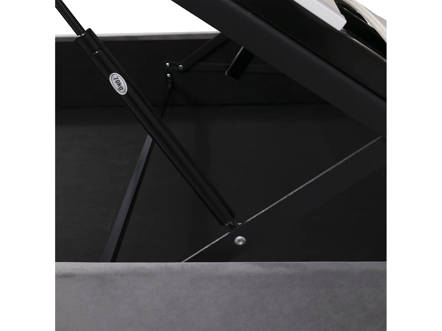 Łóżko z pojemnikiem 140x200 cm - Łóżko podwójne z regulowanym zagłówkiem i stelażem z listew - Szary aksamit