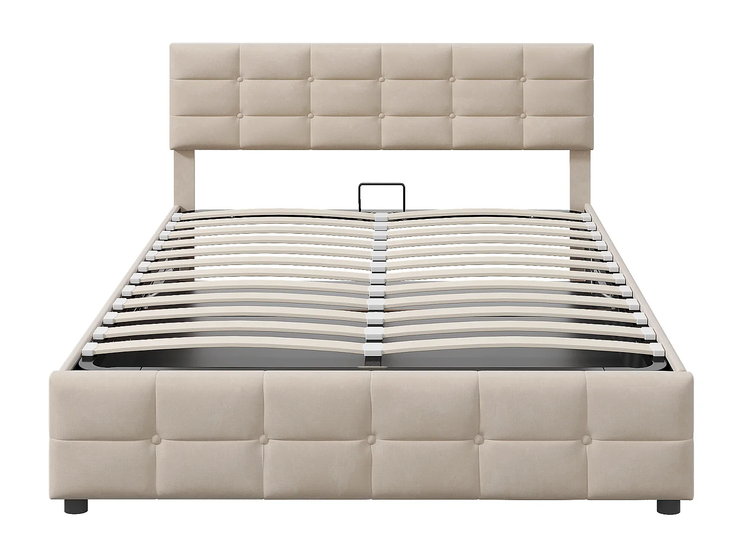 Cama con canapé 180x200 cm - Cama para adultos con somier y respaldo - terciopelo beige - sin colchón