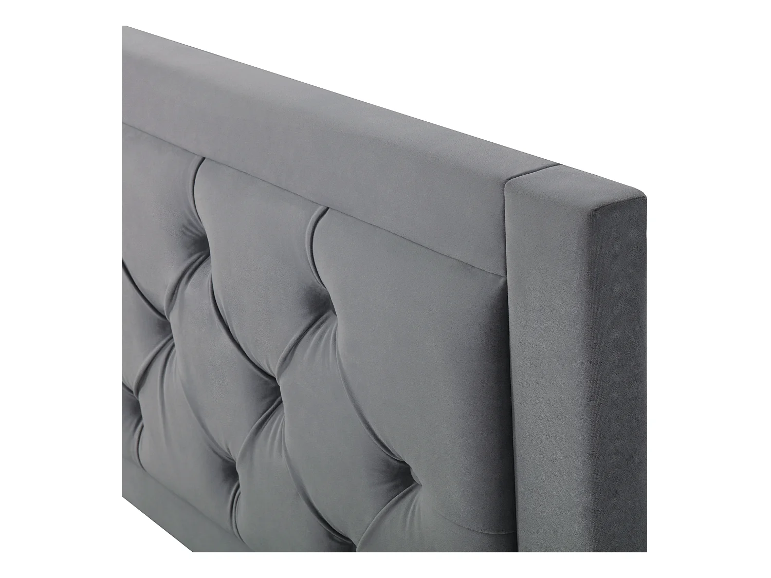 Łóżko z pojemnikiem 140x200 cm - Łóżko dla dorosłych z tapicerowanym zagłówkiem i stelażem - Styl Chesterfield - szary aksamit