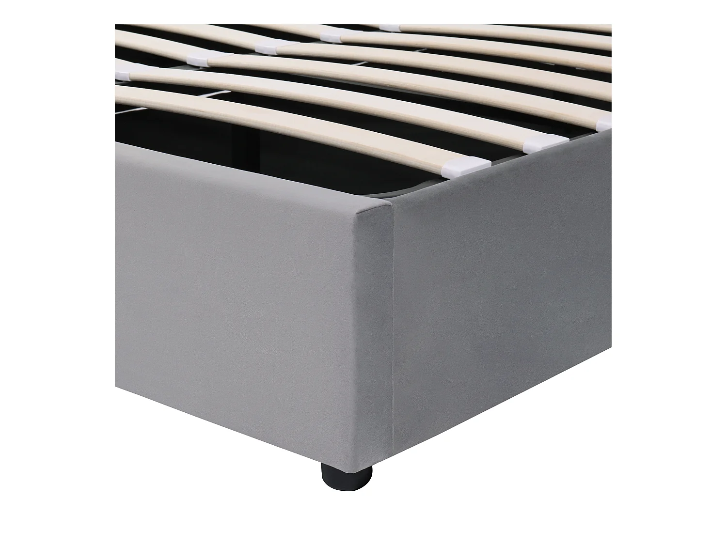 Łóżko z pojemnikiem 140x200 cm - Łóżko dla dorosłych z tapicerowanym zagłówkiem i stelażem - Styl Chesterfield - szary aksamit