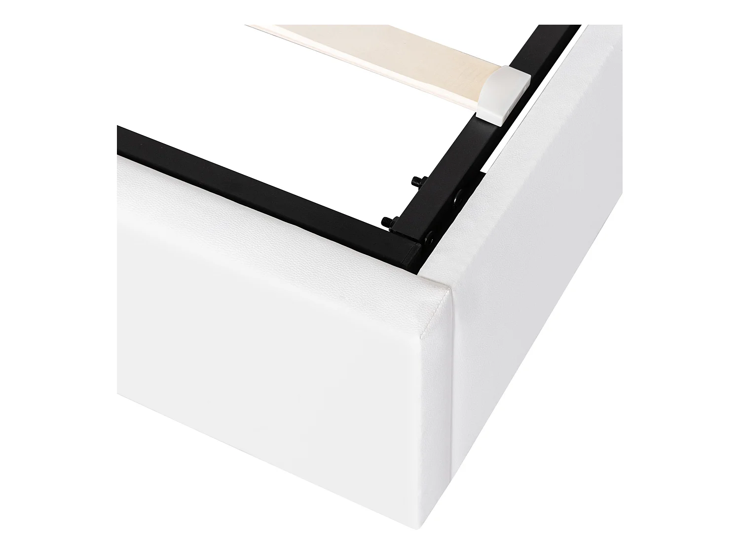 Lit coffre 140x200 cm - Lit adulte avec tête de lit et sommier à lattes - éclairage LED - PU blanc