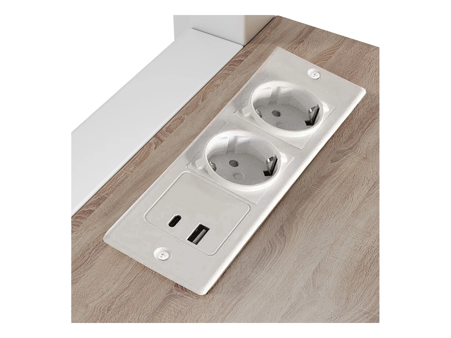 Hochbett 140 x 200 cm - Einzelbett mit Treppe und Schreibtisch - schreibtisch mit steckdose - weiß