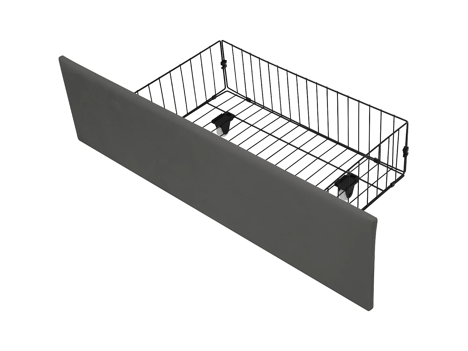 Lit adulte 140x200 cm -Lit double avec LED et recharge USB - 4 tiroirs - velours gris - sans matelas