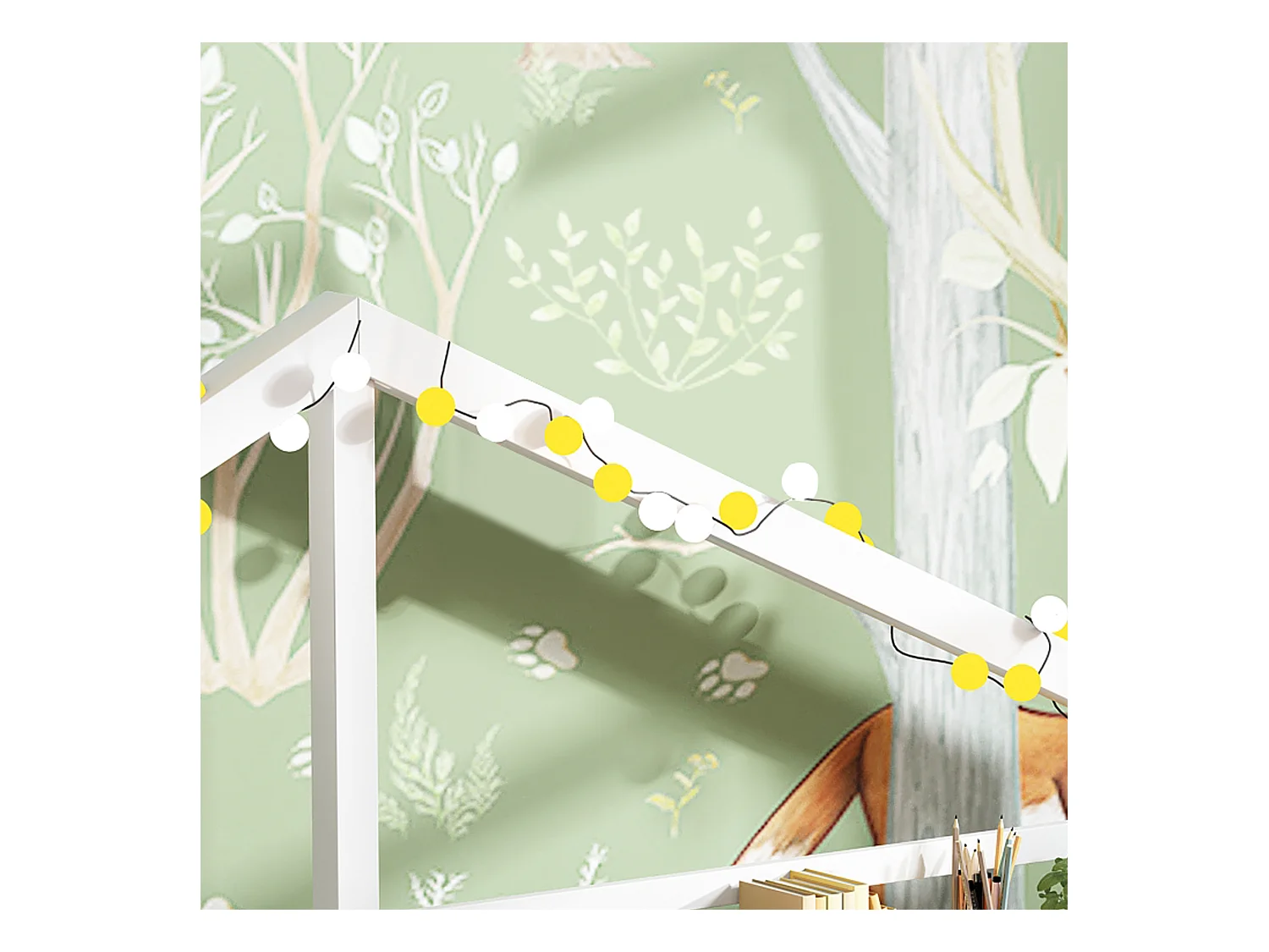 Letto per bambini 90x200 cm - Letto singolo con ripiano contenitore e rete a doghe in legno - bianco - senza materasso