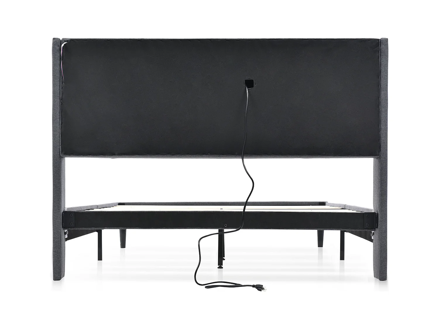 Erwachsenenbett 160x200 cm - Doppelbett mit USB-Ladefunktion und LED-beleuchtung - kopfteil mit stauraum - grau - ohne matratze