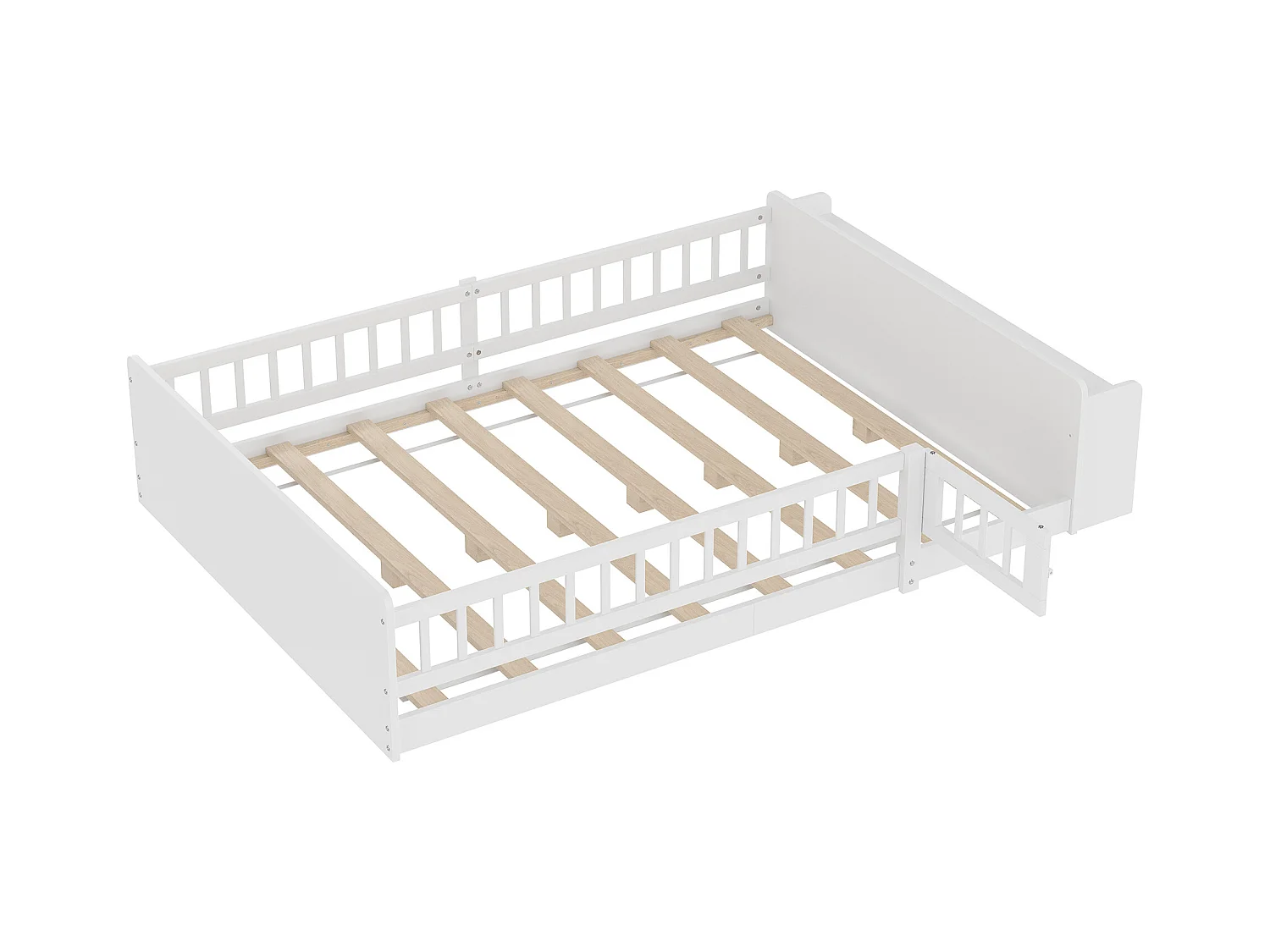 Letto per bambini 140 x 190 cm - Letto per ragazzi con contenitore aperto - legno bianco - senza materasso