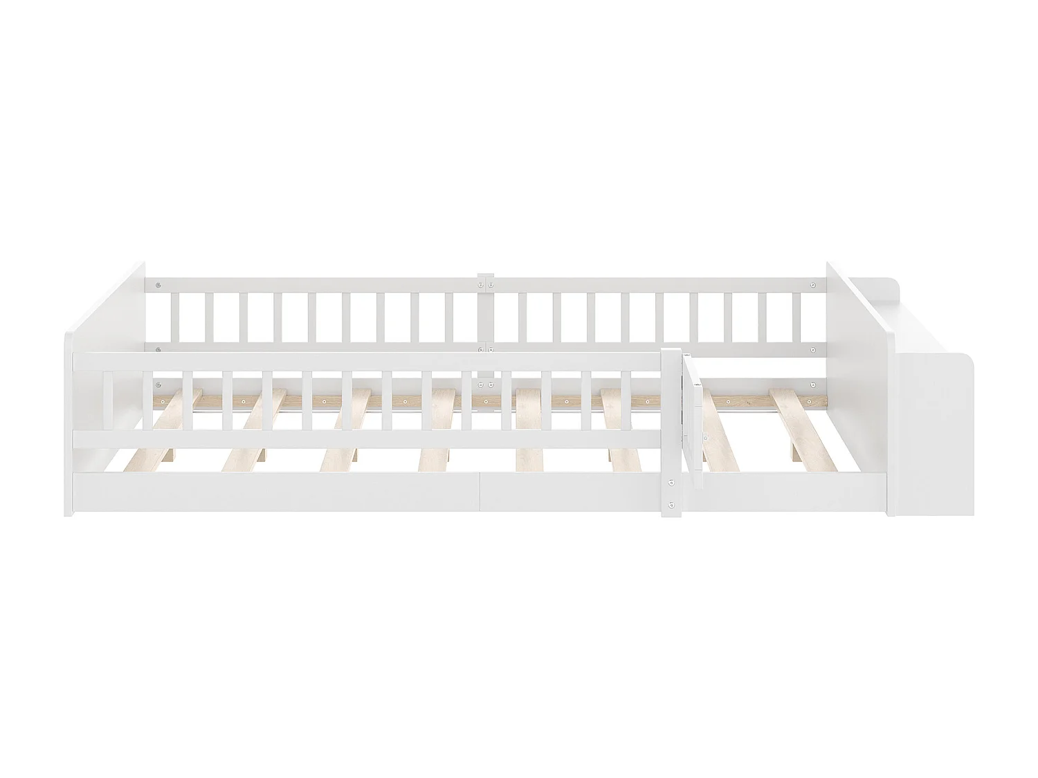 Lit enfant 140 x 190 cm - Lit ado avec rangement ouvert - bois blanc - sans matelas