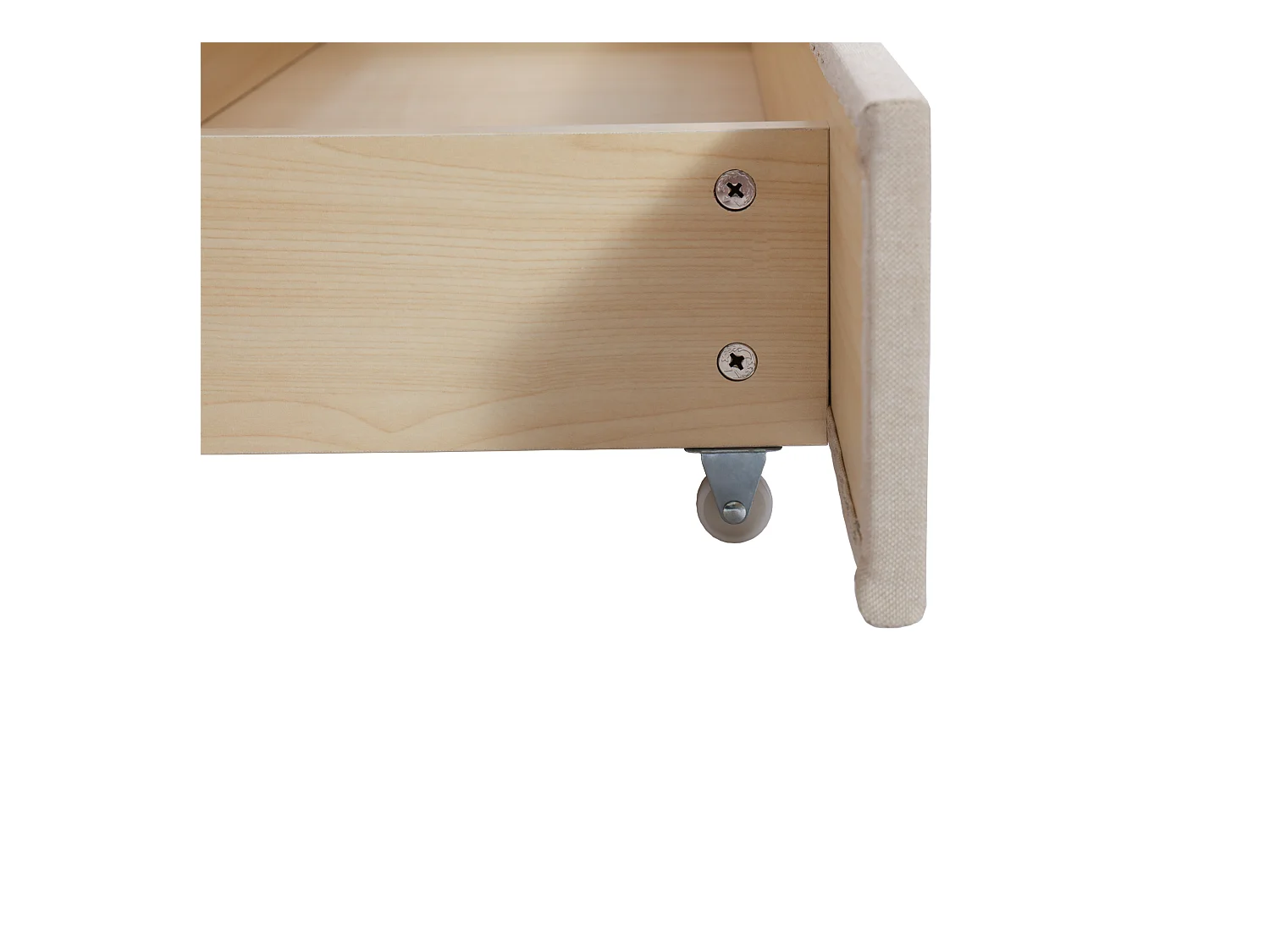 Lit adulte 140x200 cm - Lit double avec tiroirs et sommier à lattes - Lin beige - sans matelas