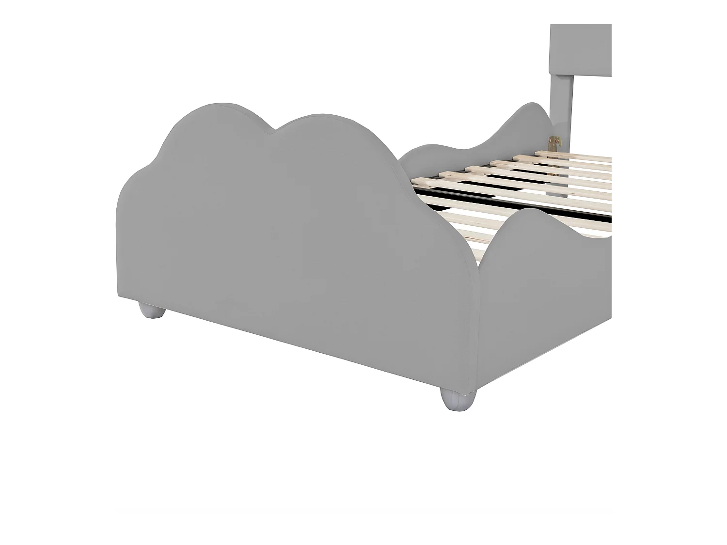 Kinderbett 90 x 200 cm - Einzelbett mit wolkenförmigem Kopfteil und Absturzsicherung - samt grau