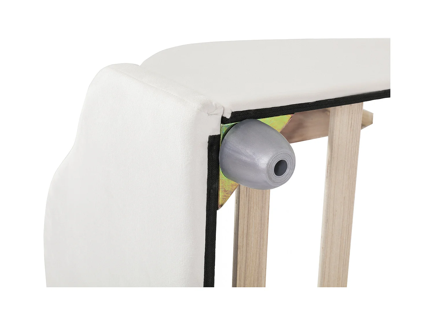 Lit enfant 90 x 200 cm - Lit simple avec tête de lit en forme de nuage et barrières de sécurité - velours beige