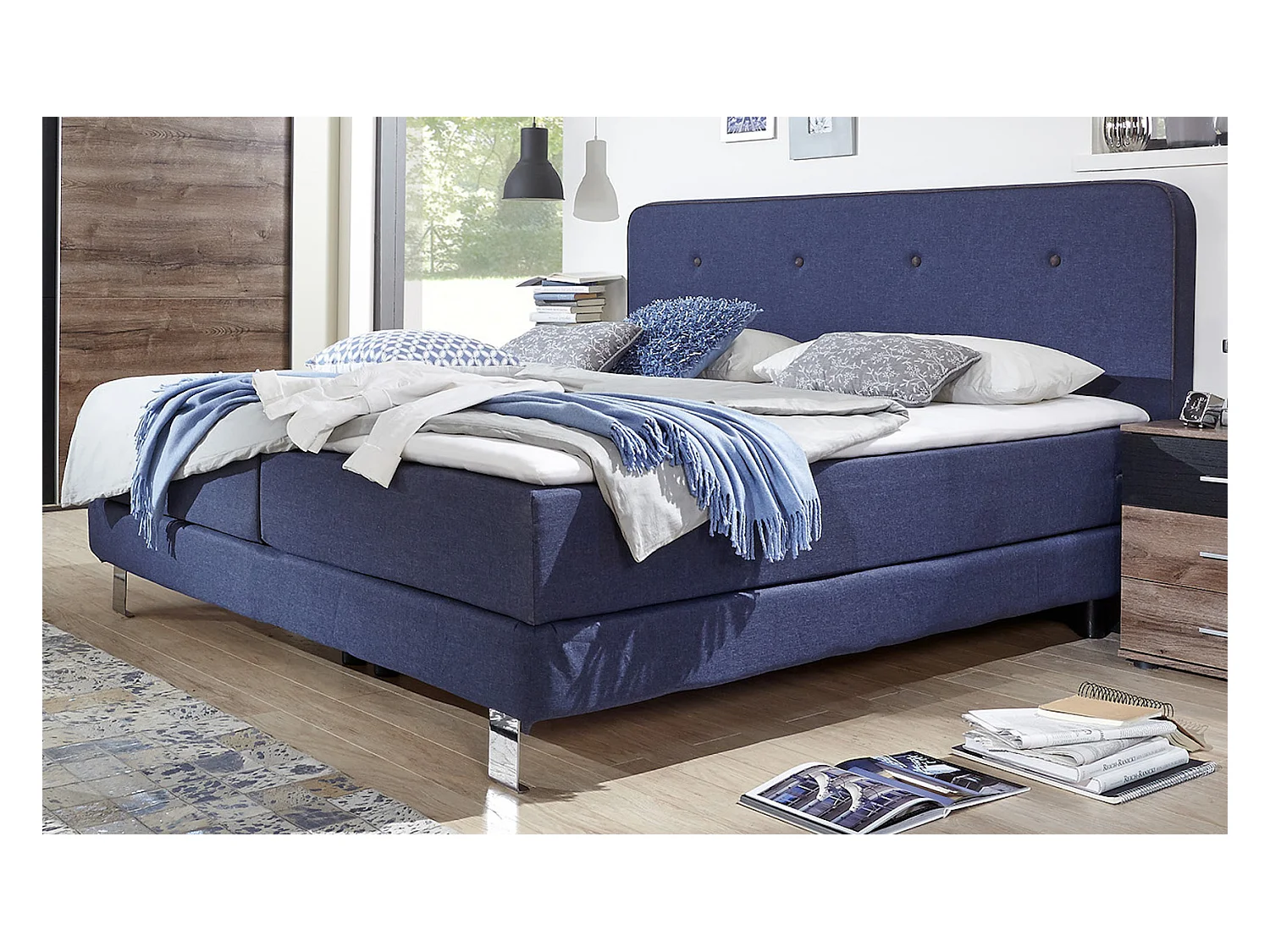 BOXSPRINGBETT Nevada blau 190 / 210 / 109cm