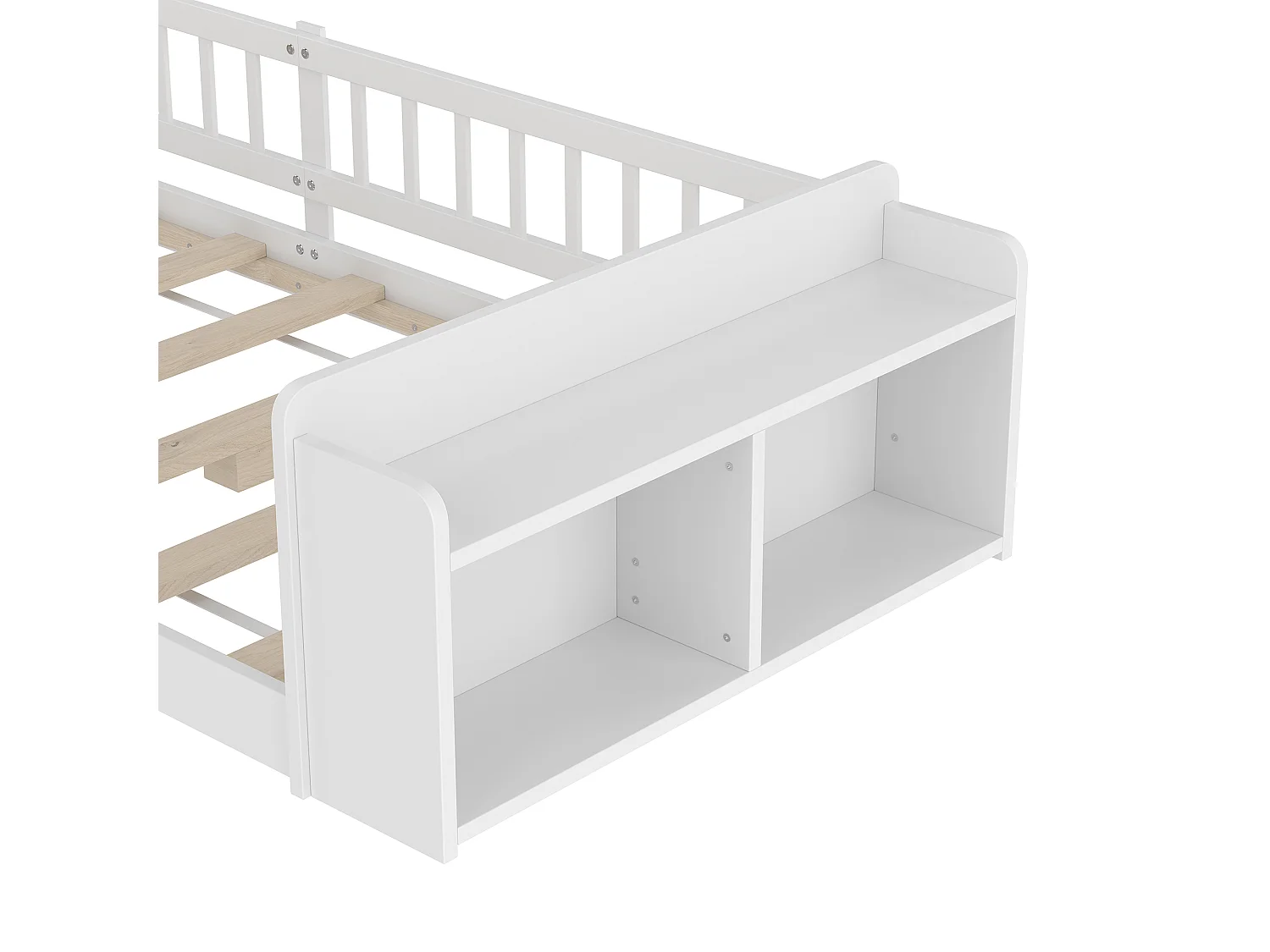 Lit enfant 90 x 200 cm - Lit ado avec rangement ouvert - bois blanc - sans matelas
