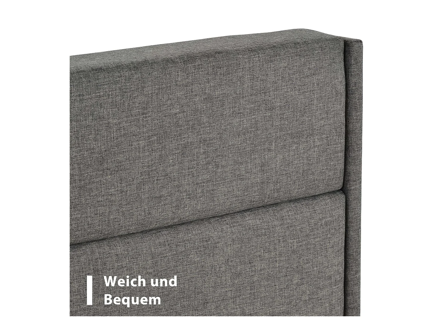 Lit simple 140 x 200 cm - Lit adulte avec sommier à lattes et tête de lit - lin gris - sans matelas