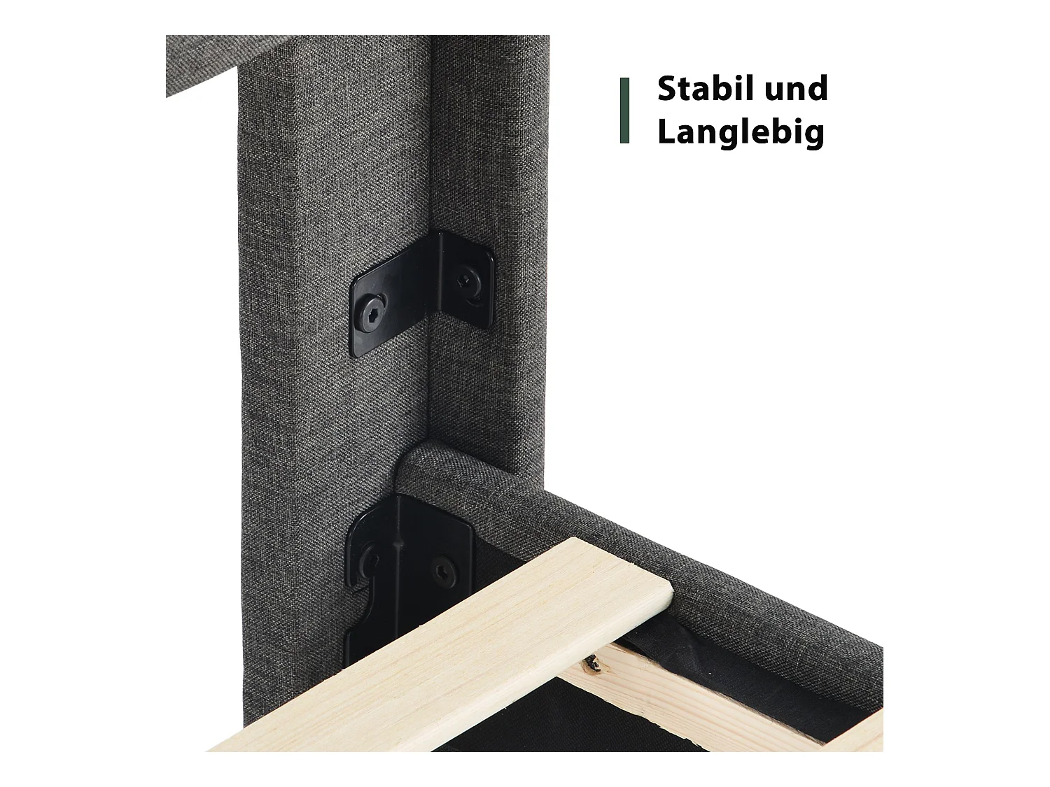 Lit simple 140 x 200 cm - Lit adulte avec sommier à lattes et tête de lit - lin gris - sans matelas