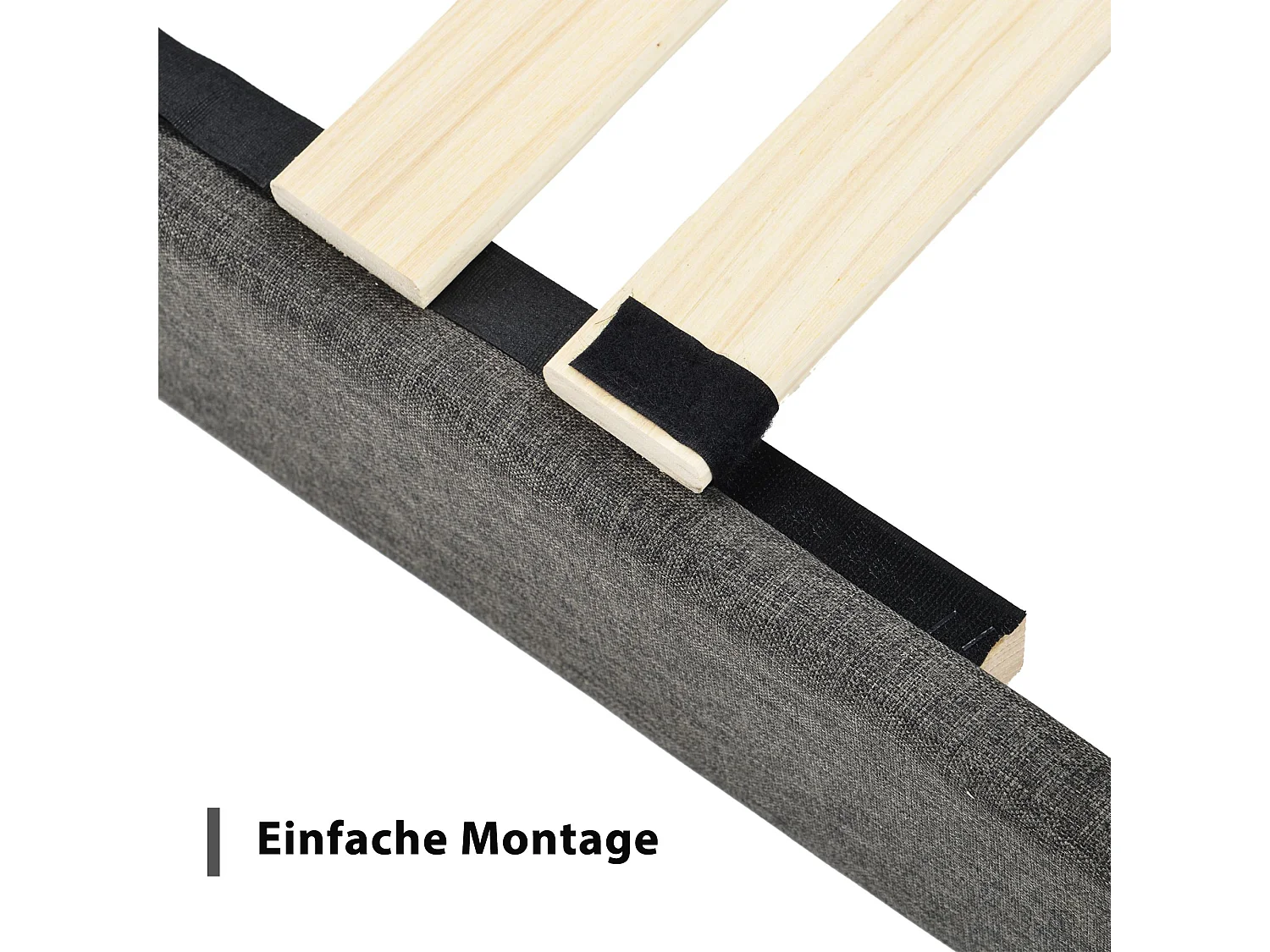 Einzelbett 140 x 200 cm - Bettgestell mit Lattenrost und Kopfteil - leinen grau - ohne Matratze