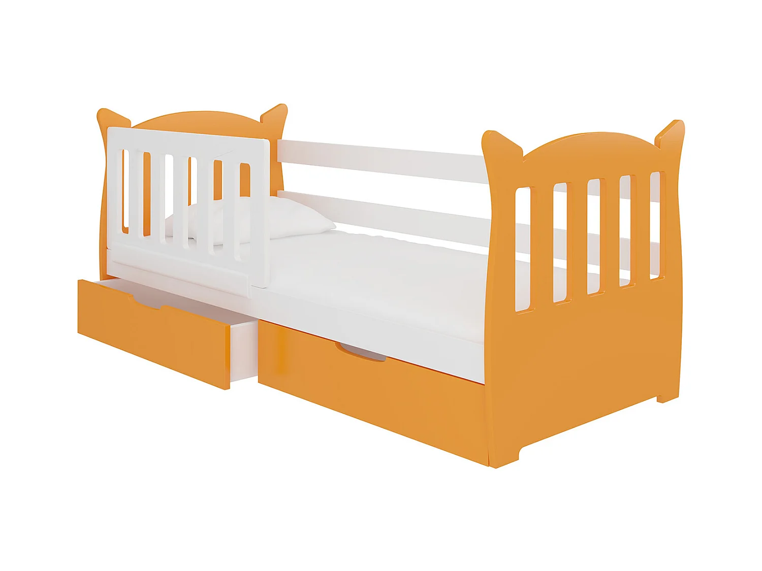 KINDERBETT Lena Kiefer weiß / orange 91 / 165 / 75cm