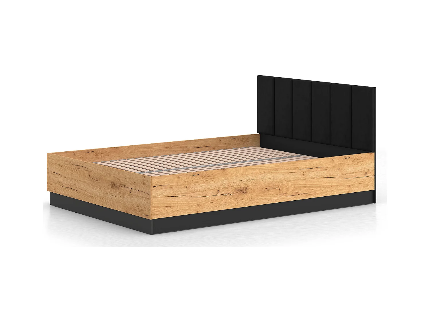 DOPPELBETT Urso Gold Craft Eiche / Schwarz 145 / 208 / 90 cm