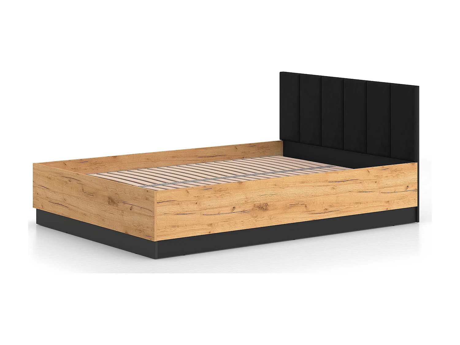 DOPPELBETT Urso Gold Craft Eiche / Schwarz 145 / 208 / 90 cm