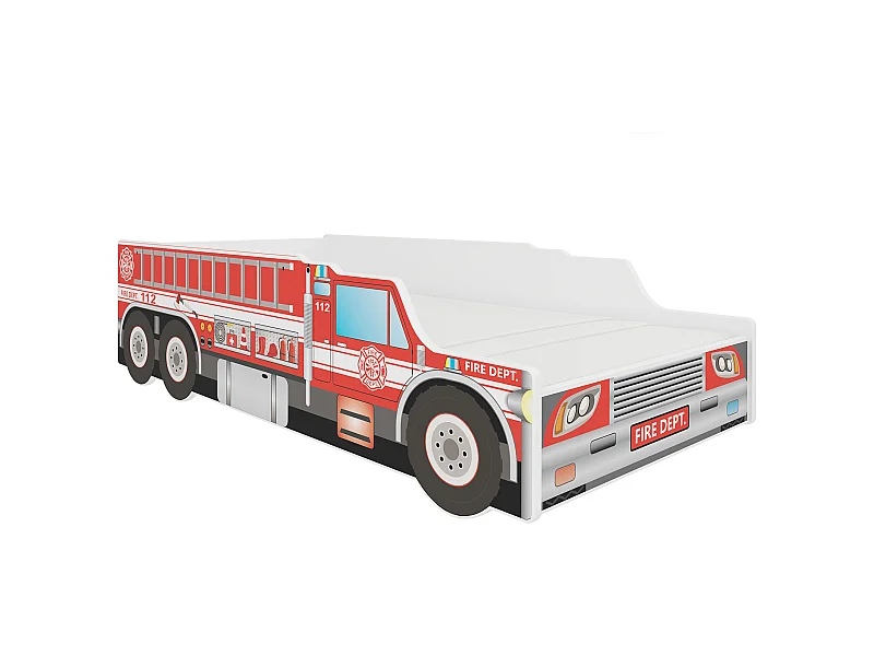 KINDERBETT Fire weiß / Motiv Feuerwehrauto 74 / 153 / 50cm