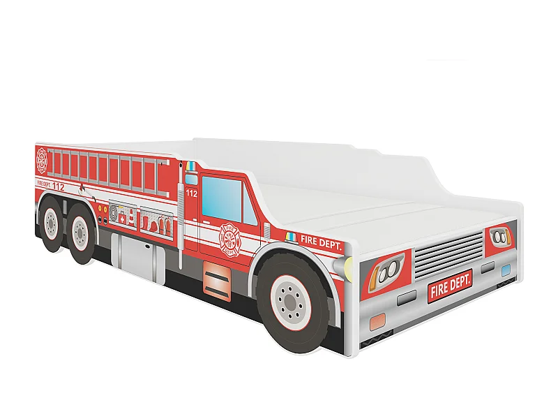 KINDERBETT Fire weiß / Motiv Feuerwehrauto 74 / 153 / 50cm