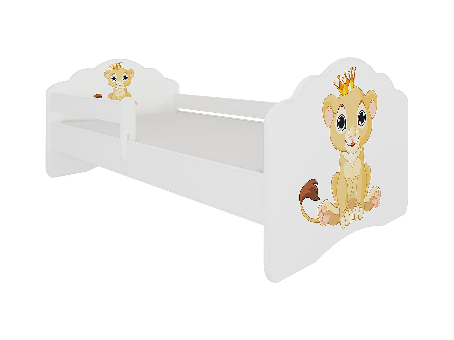 KINDERBETT Casimo weiß / Motiv Löwe 88 / 164 / 63cm