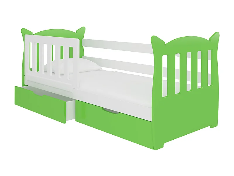 KINDERBETT Lena Kiefer weiß / grün 91 / 165 / 75cm