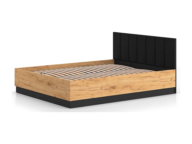 DOPPELBETT Urso Gold Craft Eiche / Schwarz 165 / 208 / 90 cm