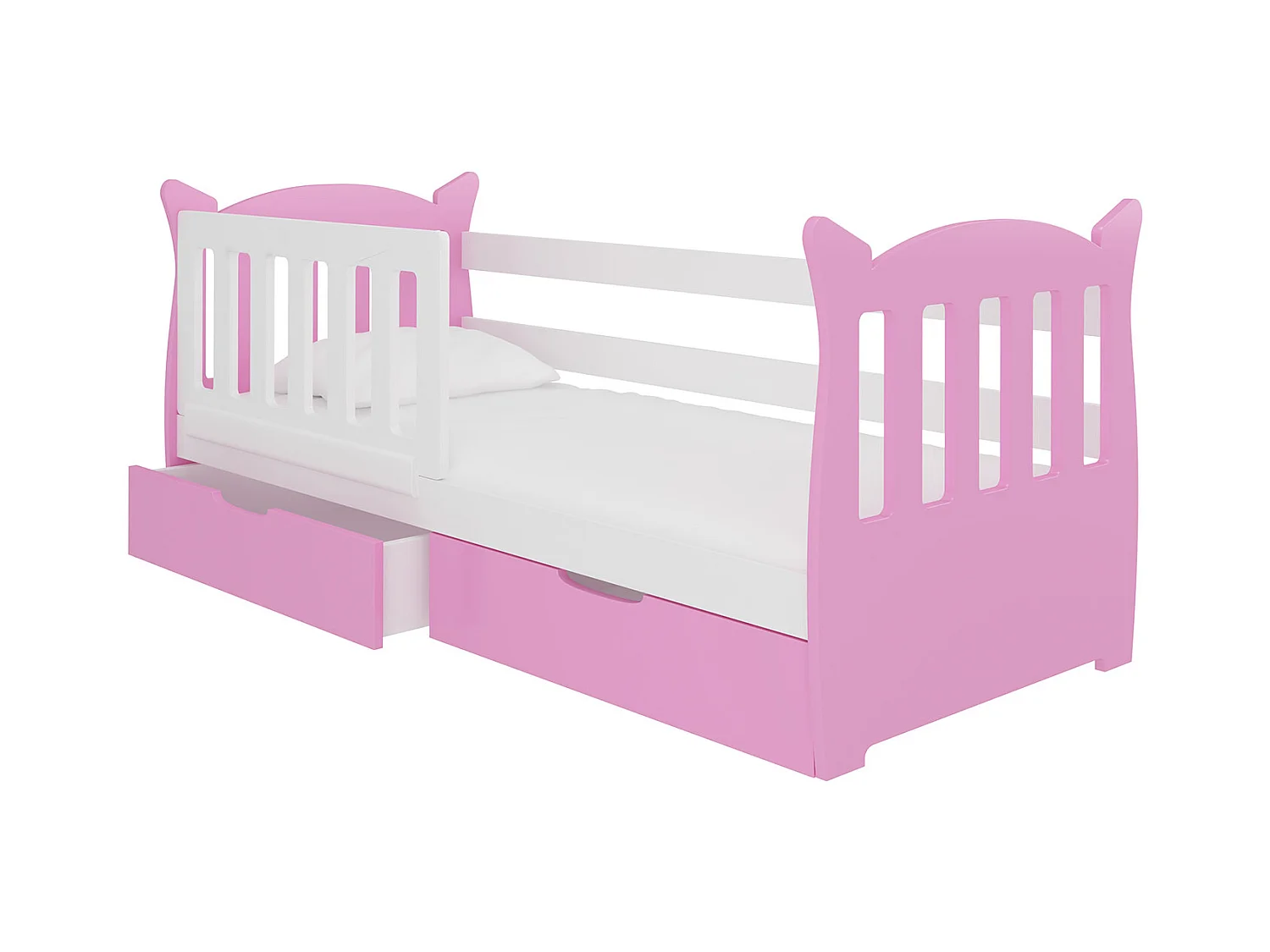 KINDERBETT Lena Kiefer weiß / rosa 91 / 165 / 75cm