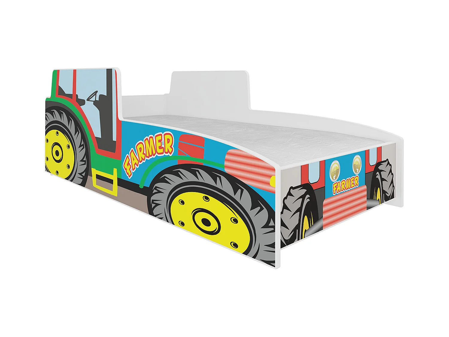 KINDERBETT Traktor Farmer weiß / Motiv Farmer Traktor 74 / 154 / 60cm