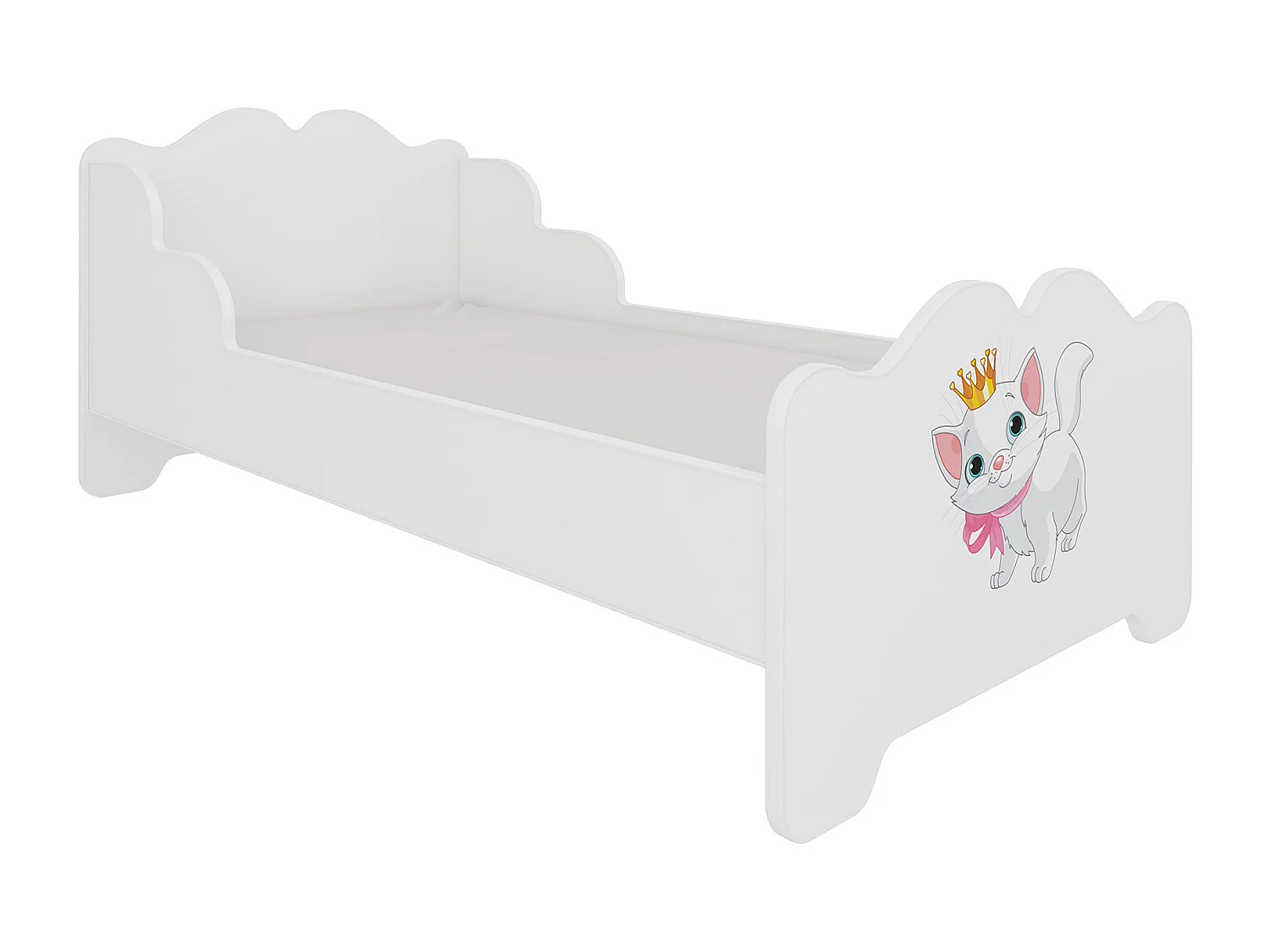 KINDERBETT Ximena 164 / 88 / 63cm weiß / Motiv Katze