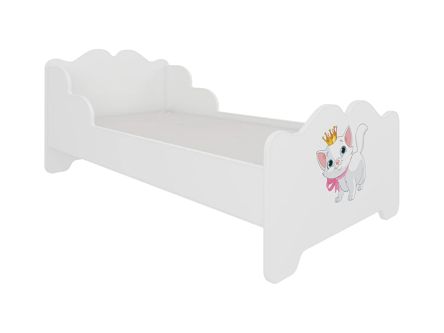 KINDERBETT Ximena 164 / 88 / 63cm weiß / Motiv Katze