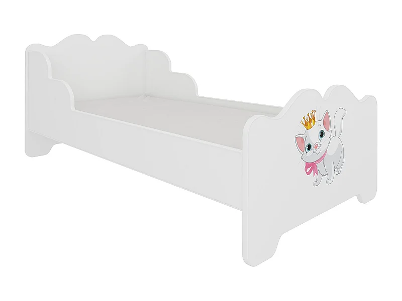 KINDERBETT Ximena 164 / 88 / 63cm weiß / Motiv Katze