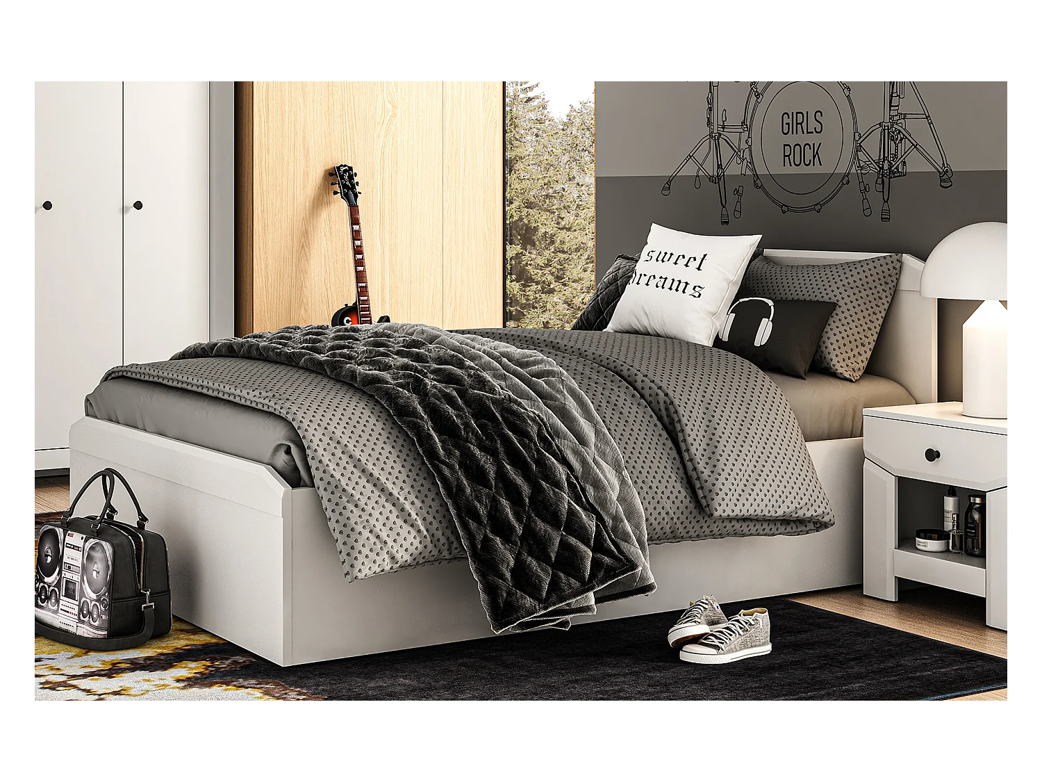 BETT Terni silbergrau 127 / 207 / 88,5cm