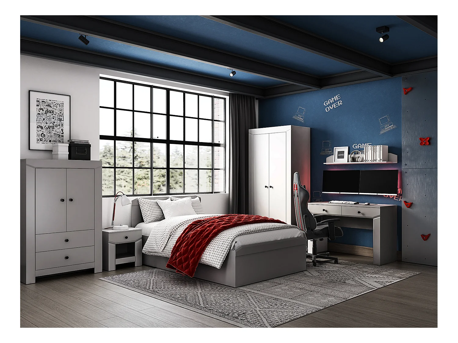 BETT Terni silbergrau 127 / 207 / 88,5cm