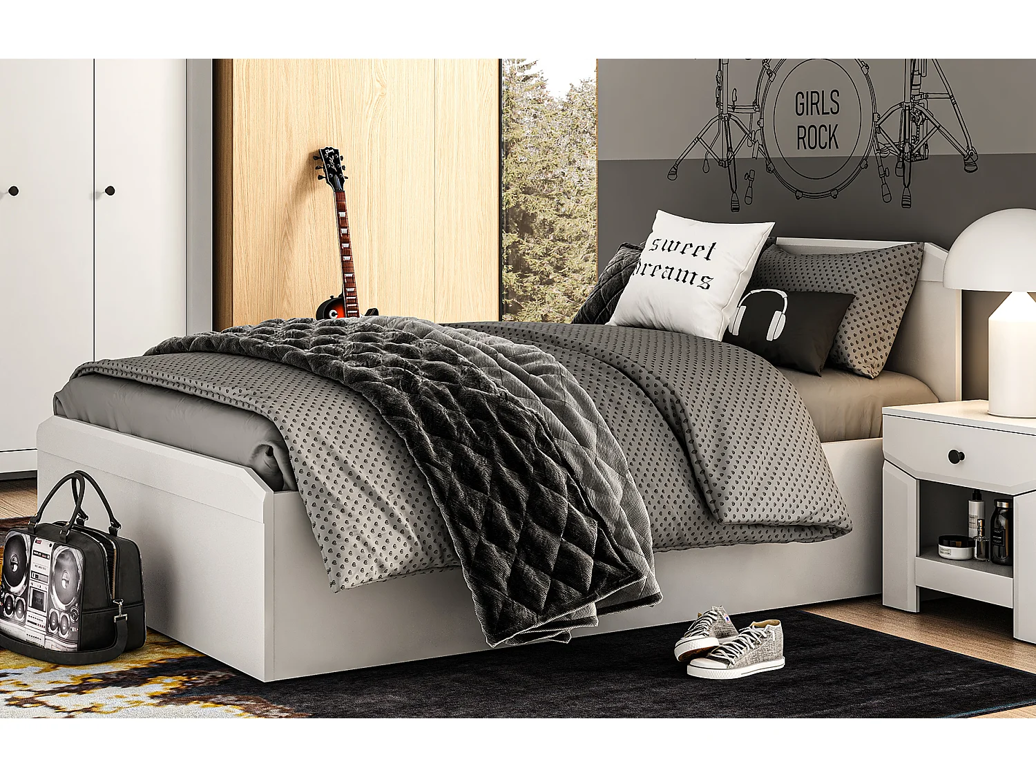 BETT Terni silbergrau 127 / 207 / 88,5cm