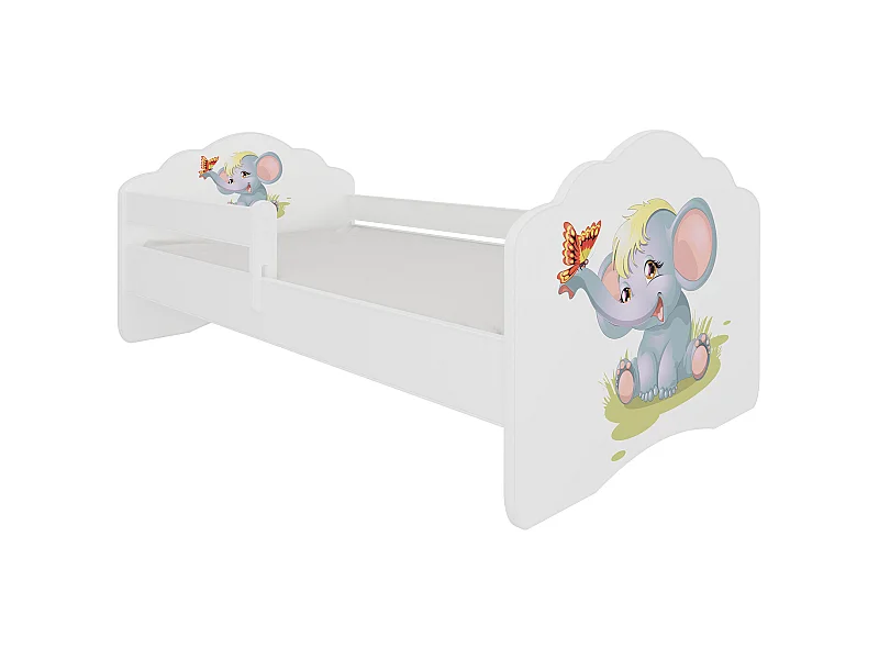 KINDERBETT Casimo weiß / Motiv Elefant 88 / 164 / 63cm